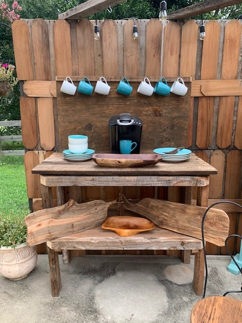 Handcrafted Barnwood Coffee Bar & Potting Bench