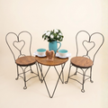 3-Piece Wood & Metal Heart Back Bistro Set