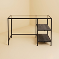 Modern Black Metal & Glass Computer Desk