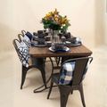 6-Piece Industrial Wood & Iron Dining Set with Bench