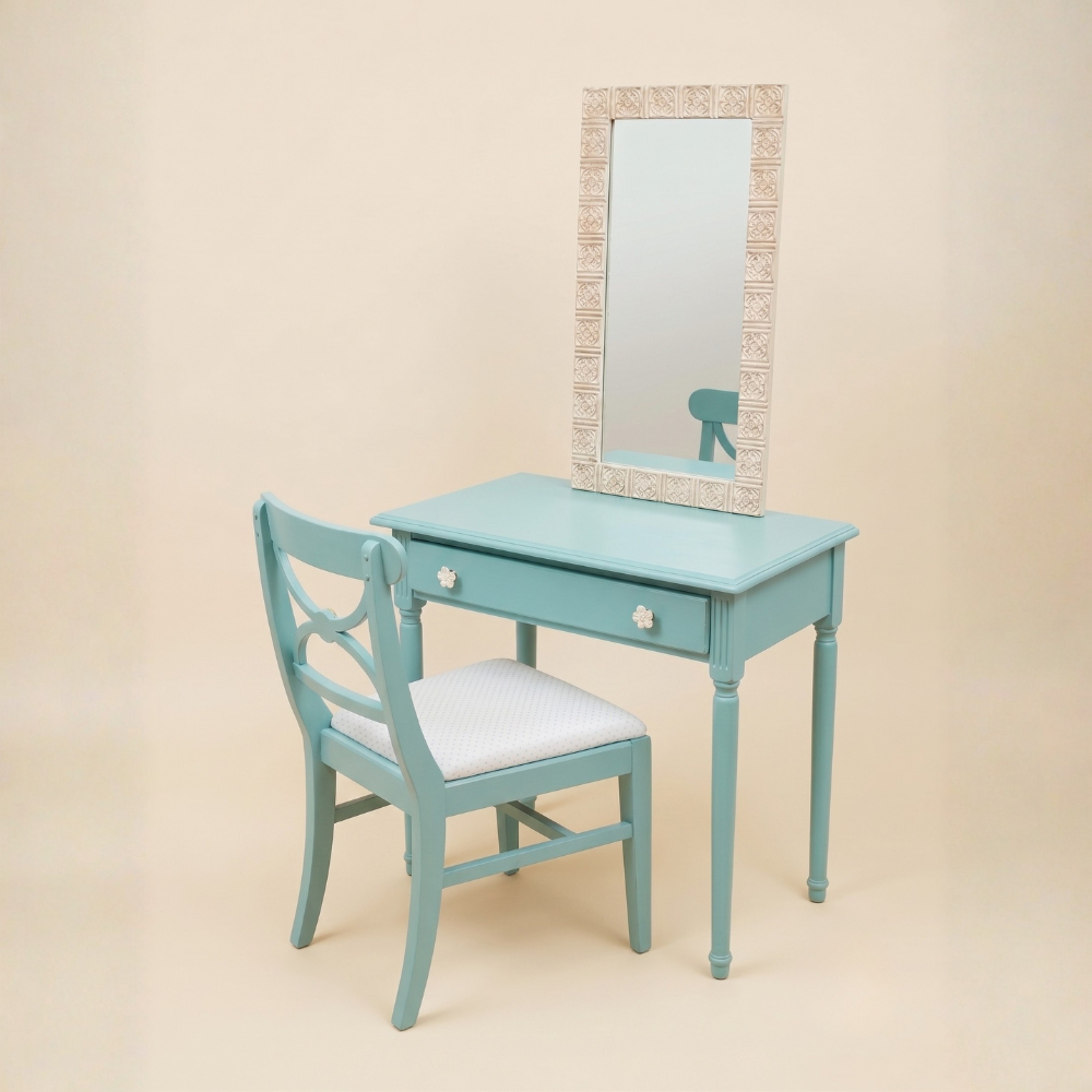 Restored 3-Piece Vintage Vanity Desk & Chair Set