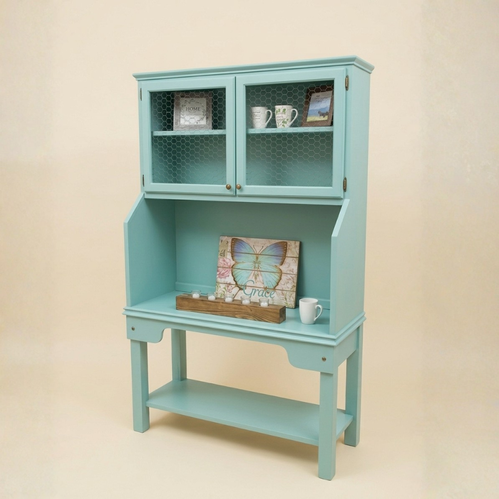 Restored Mint Green Farmhouse Kitchen Hutch