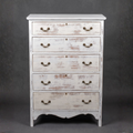 Restored 5-Drawer Distressed White Tall Dresser