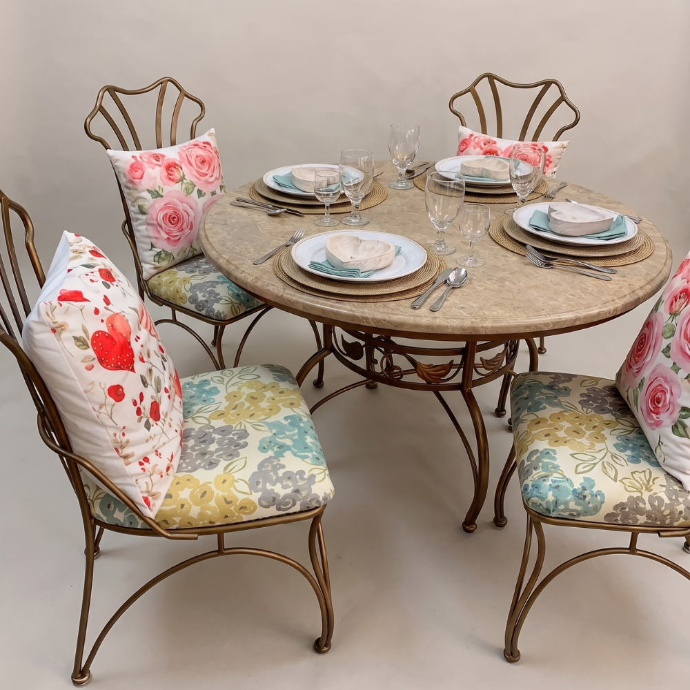 5-Piece Granite Top Round Dinette Set (48")