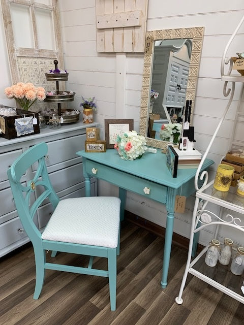 Restored 3-Piece Vintage Vanity Desk & Chair Set