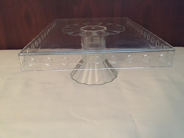 Elegant Clear Acrylic Rectangular Cake Stand & Dessert Display (15" x 11") - Two Piece
