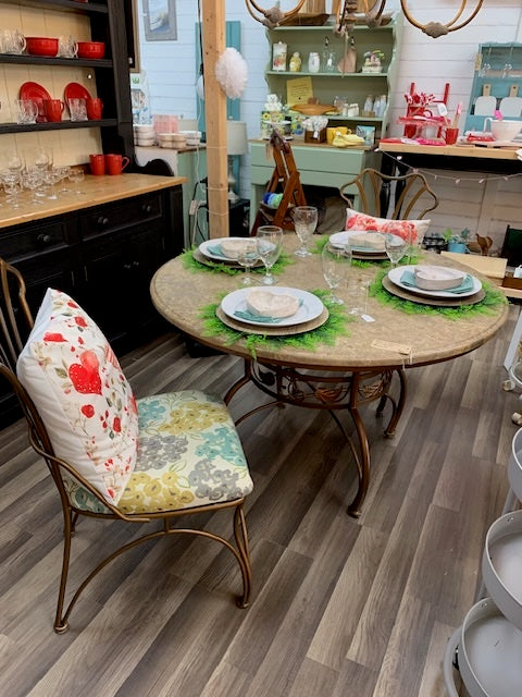 5-Piece Granite Top Round Dinette Set (48")