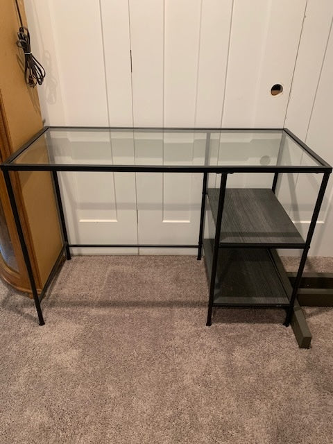 Modern Black Metal & Glass Computer Desk