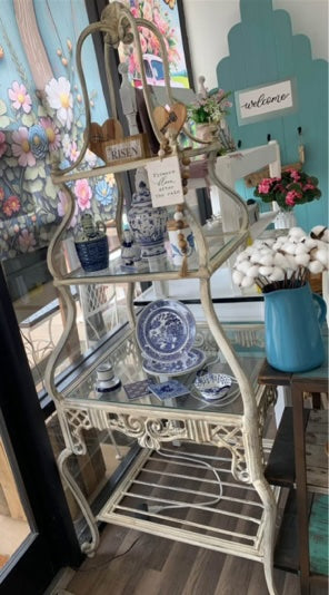 Vintage Iron & Glass French Étagère Display Stand