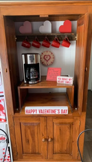 Solid Wood Armoire Coffee Bar with Slide-Out Shelf